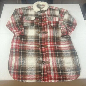 Maurice’s Plaid Flannel 0X Shacket Jacket Pockets Lagenlook Western Long Tall